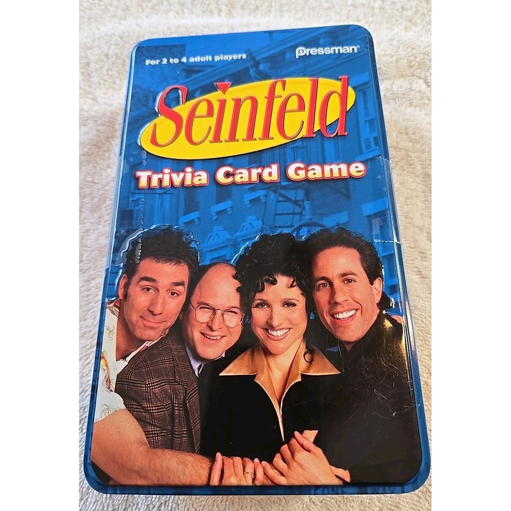 Seinfeld Trivia Card Game in A Tin Container Open Box